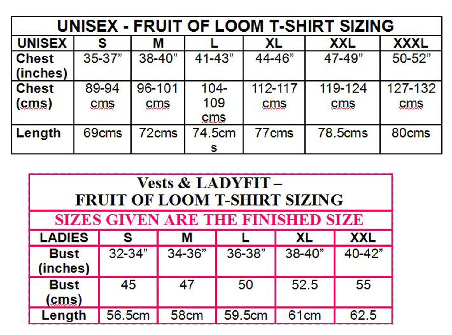 Fruit Of The Loom Size Chart Cm | ubicaciondepersonas.cdmx.gob.mx