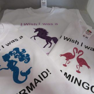 I-wish-i-Was-A-Flamingo-Mermaid-Unicorn-Dragon Dinosaur-Glitter T-shirts