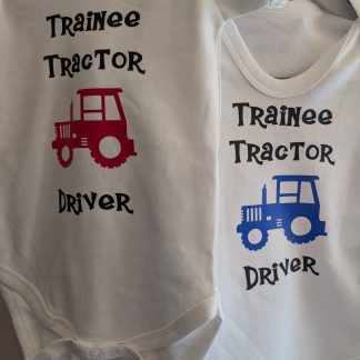 Baby Vests -  Trainee Tractor Driver choice of sizes & Tractor colours